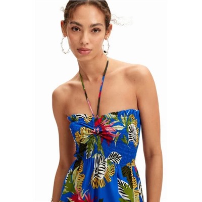 Tropical halter neck jumpsuit