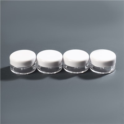 Баночки для хранения, 4 шт, d = 2,8 см, 5 мл, цвет белый/прозрачный