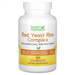 Super Nutrition, комплекс с красным ферментированным рисом, 120 растительных капсул