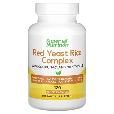 Super Nutrition, комплекс с красным ферментированным рисом, 120 растительных капсул