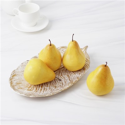 Блюдо для фруктов Доляна «Золотой лист», 30×18×2 см, цвет белый