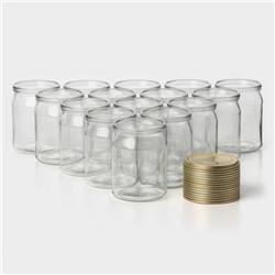 Набор стеклянных банок с крышкой Доляна, СКО-82 мм, 0,5 л, 15 штук