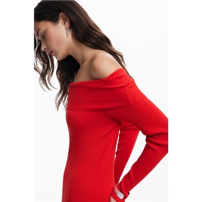 Bardot neckline dress