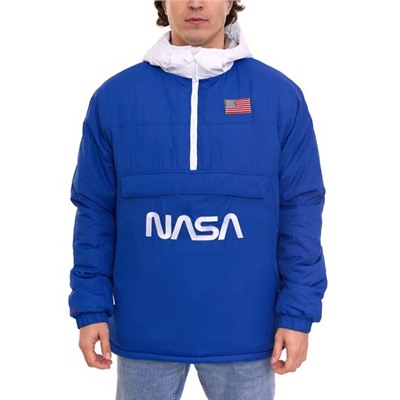 К1Х | Мужская куртка с капюшоном Kickz NASA Urban Hooded, стильная переходная куртка с карманом-кенгуру1193-1253-4027 синяя