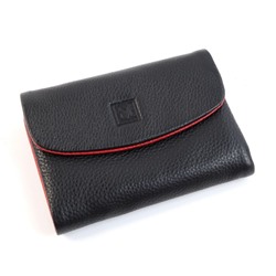 Маленький женский мягкий кожаный кошелек с магнитной кнопкой VerMari 3907-1806А Блек/Ред