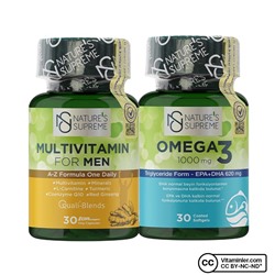 Nature's Supreme Multivitamin for Men + Omega 3 Seti