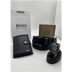 Подарочный набор для мужчины ремень, кошелёк, часы и коробка 2020560
