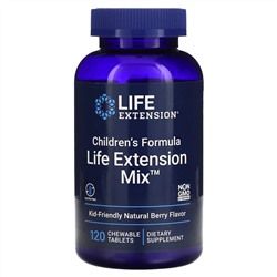 Лайф Экстэншн, Life Extension Mix, детская добавка, с натуральным ягодным вкусом, 120 жевательных таблеток