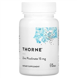 Thorne, пиколинат цинка, 15 мг, 60 капсул