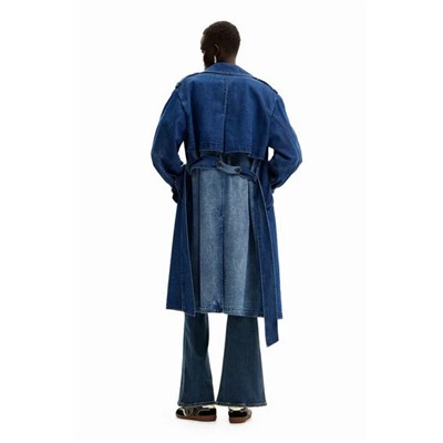 Oversize denim trench coat