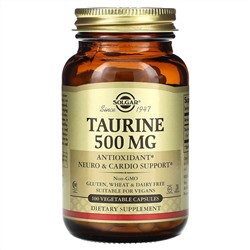 Solgar, Таурин, 500 мг, 100 растительных капсул