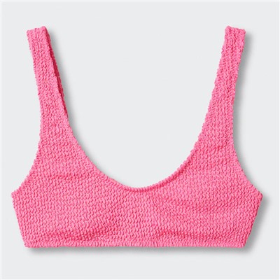 Top bikini texture Solene - rosa