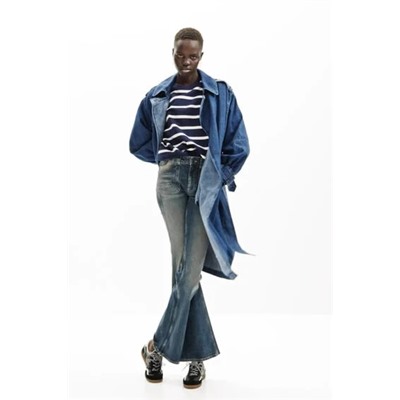 Oversize denim trench coat