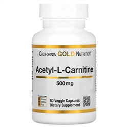 California Gold Nutrition, Acetyl-L-Carnitine, 500 mg, 60 Veggie Capsules