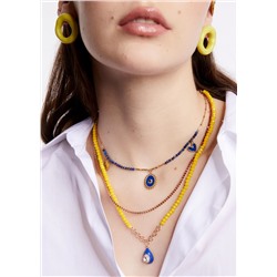 NECKLACE W/ YELLOW BEADS + BLUE PENDANT