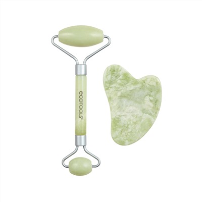 Нефритовый мини-роллер для лица и скребок гуаша EcoTools Jade Roller + Guasua Stone Duo
