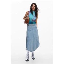 Asymmetric denim skirt