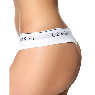 Женские стринги Calvin Klein белые с белой резинкой B046