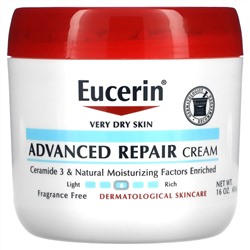 Eucerin, усовершенствованный восстанавливающий крем, без отдушек, 454 г (16 унций)