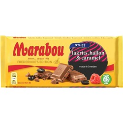 Молочный шоколад Marabou Lakrits, Hallon & Caramel 185 гр