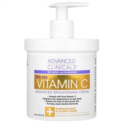 Advanced Clinicals, осветляющий крем с витамином С, улучшенная формула, 1 фунт (16 унций)