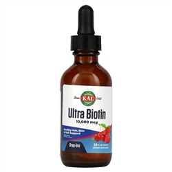 КАЛ, Ultra Biotin, натуральный ароматизатор «Смесь ягод», 10000 мкг, 59 мл (2 жидк. унции)
