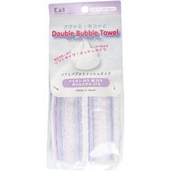 KAI Мочалка для тела мягкая Double Bubble Towel для обильного пенообразования, 20см х 100см
