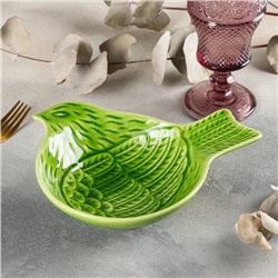 Салатник керамический «Птица», 22×18 см, цвет зелёный