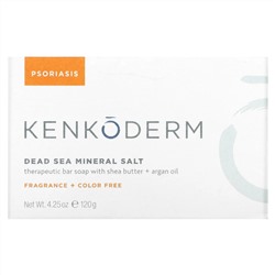 Kenkoderm, Therapeutic Bar Soap with Shea Butter + Argan Oil, Dead Sea Mineral Salt, Fragrance Free, 4.25 oz (120 g)