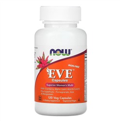 NOW Foods, Eve, эффективные мультивитамины для женщин, без железа, 120 растительных капсул