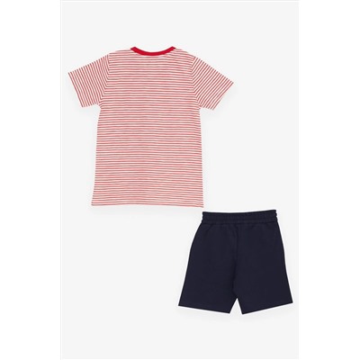 Комплект шорт Breeze Boy в полоску, крутой красный с животным принтом (1,5–5 лет)