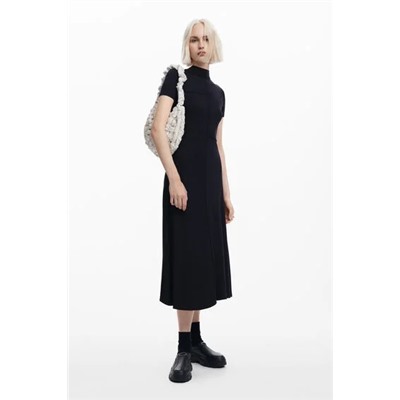 High-neck midi dress