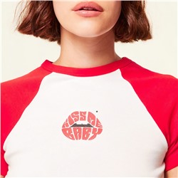 Camiseta - 100% algodón - blanco y rojo