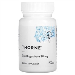 Thorne, бисглицинат цинка, 30 мг, 60 капсул