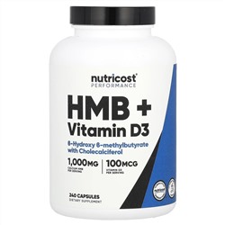 Nutricost, Performance, HMB и витамин D3, 240 капсул