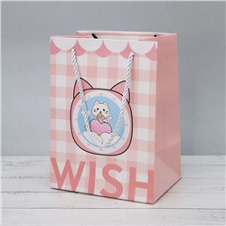 Пакет подарочный (XS) "Wish cat", pink (19.5*14.5*9.5)
