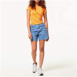 Camiseta - algodón - naranja flúor y blanco