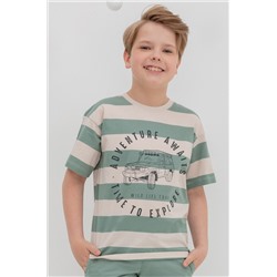 Хлопковая футболка оверсайз для мальчика в полоску Crockid