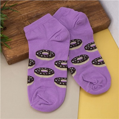 Носки женские "Donuts black", фиолетовый, р. 35-40