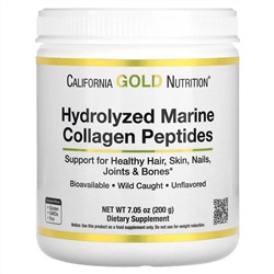California Gold Nutrition, гидролизованные пептиды морского коллагена, без добавок, 200 г (7,05 унции)