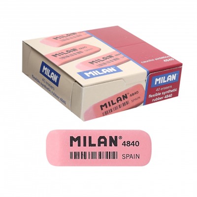 Ластик прямоугольный, 54*19*8 мм, каучук, скошенные края, цвет розовый Milan 973205