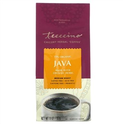 Teeccino, Травяной кофе из цикория, Java, средней обжарки, без кофеина, 312 г (11 унций)