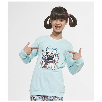 Детская хлопковая пижама 594/116 So cute бирюзовый, Cornette (Польша)