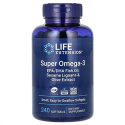 Life Extension, Super Omega-3, добавка с омега-3, 240 капсул