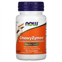 NOW Foods, ChewyZymes, натуральный ягодный вкус, 90 жевательных таблеток