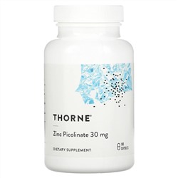 Thorne, пиколинат цинка, 30 мг, 180 капсул