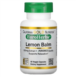 California Gold Nutrition, Lemon Balm Extract, European Quality, 500 mg, 60 Veggie Capsules