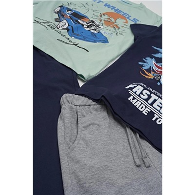 Детский комплект из 4 предметов: футболка, шорты и брюки с принтом Hot Wheels