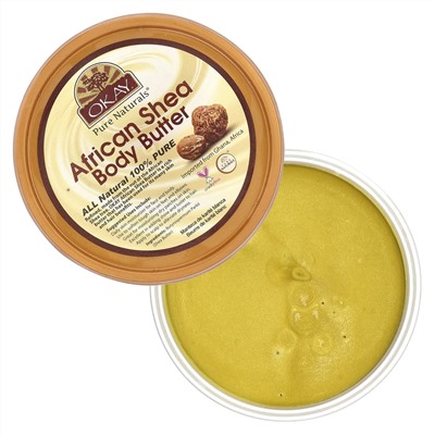 Okay Pure Naturals, Масло для тела африканского ши, гладкое желтое, 368 г (13 унций)