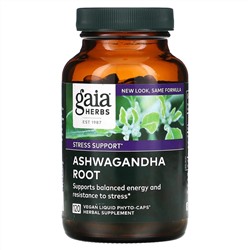 Gaia Herbs, Корень ашваганда, 120 веганских фито-капсул с жидкостью
